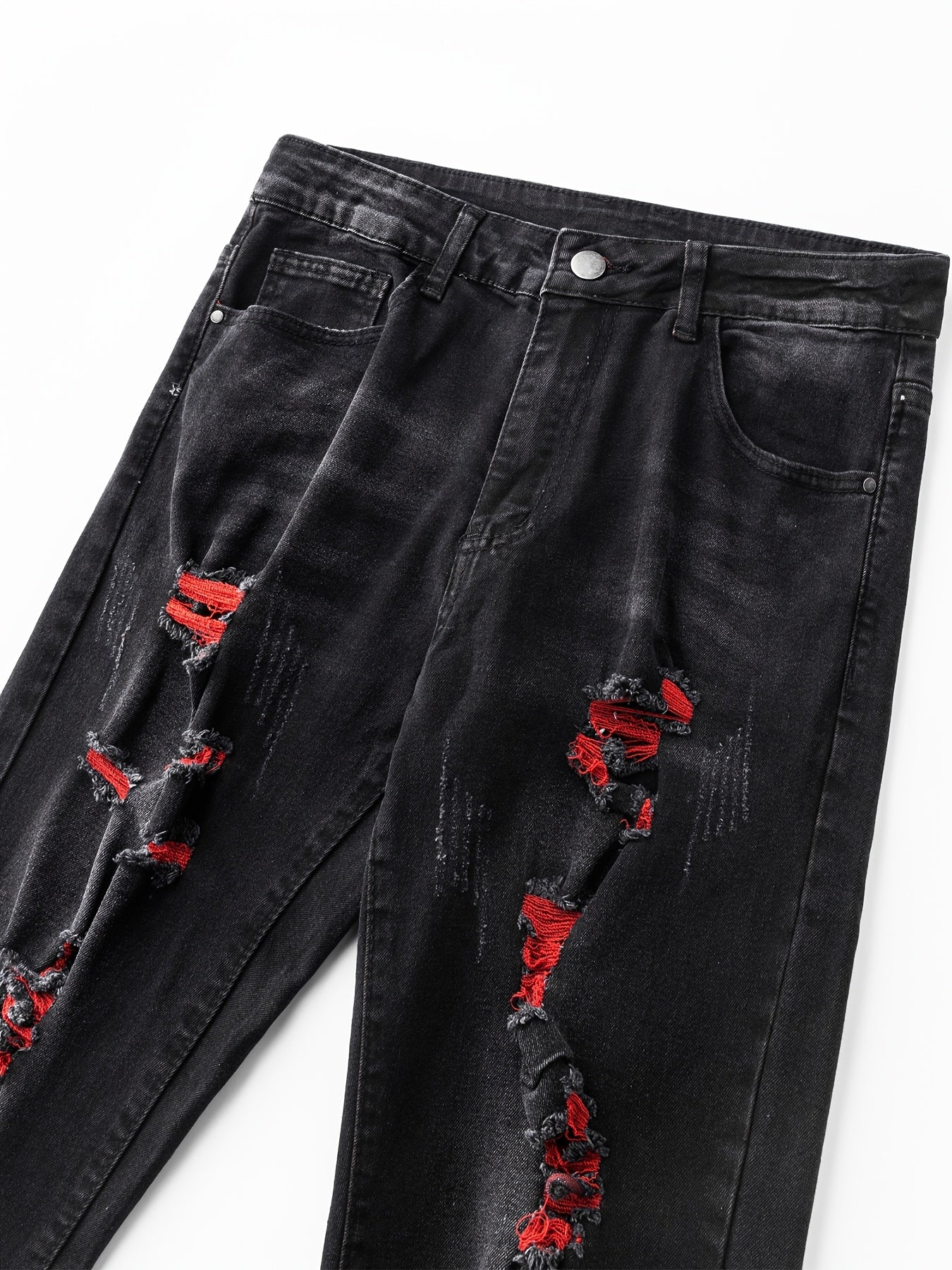 Men's Jeans Slim Stretch Hole Long Pants
