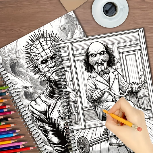 [Horror Coloring Book] 1 horror-themed adult coloring book, 20 sheets of thick paper, single-sided printing, anti-color, Halloween and Valentine's Day gift,, party creative hand-painted book