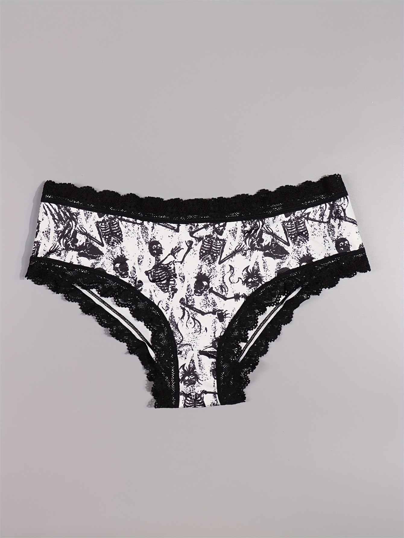 Sexy Cute Gothic Chic 10pcs Low-Rise Briefs - Contrast Lace, Allover Halloween Print, Comfortable Hipster Panties - Assorted Styles, Perfect Gift Idea for Special Occasions Or Daily Wear