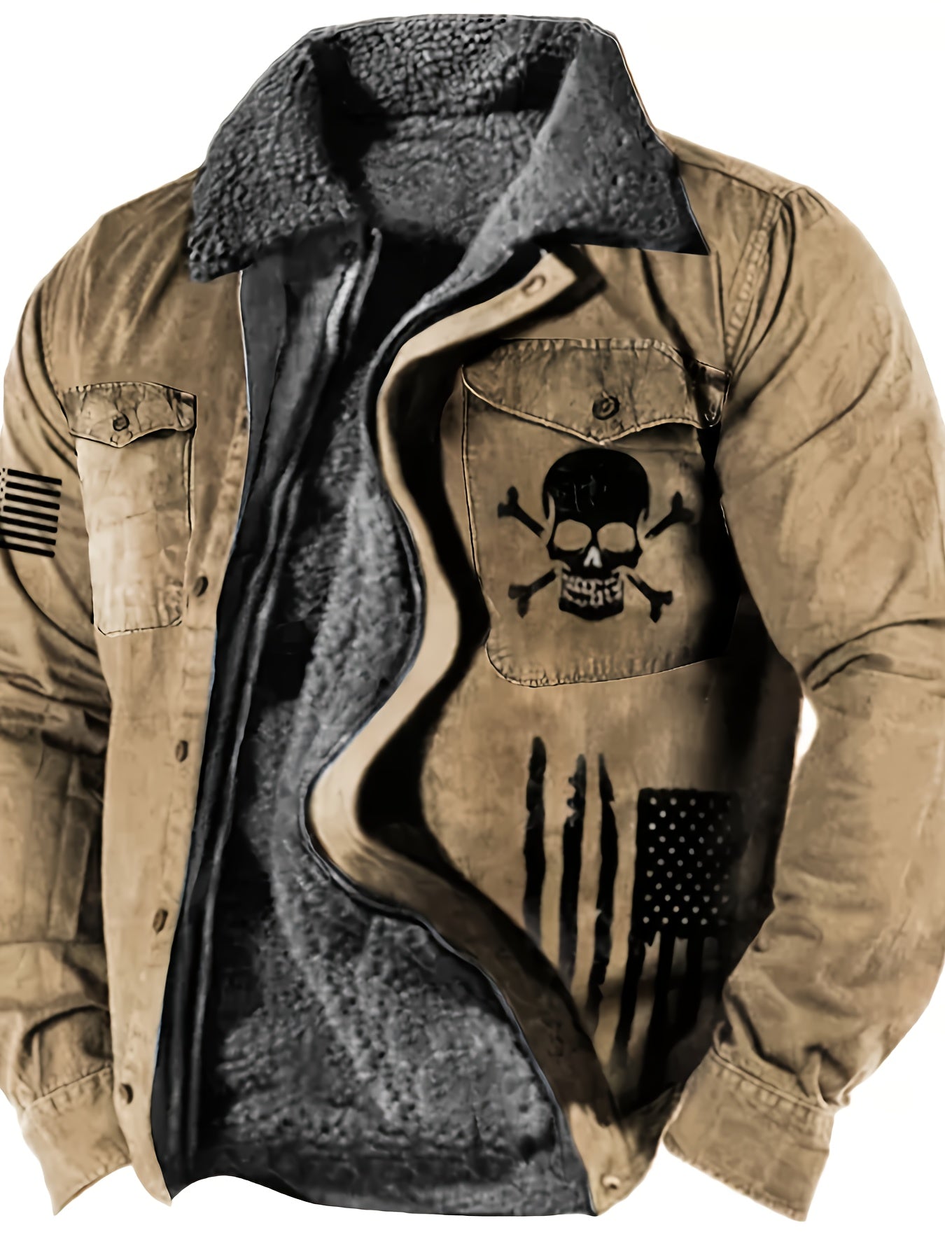 Men's Gothic Skull & Biker Jacket - Heavy-Duty Winter Coat with Full-Zip Front, Thermal Lining - Machine Washable Outerwear for Motorcycle Riding, Casual & Formal Events - Purple & Black Gothic Style Jacket with Skull Print,