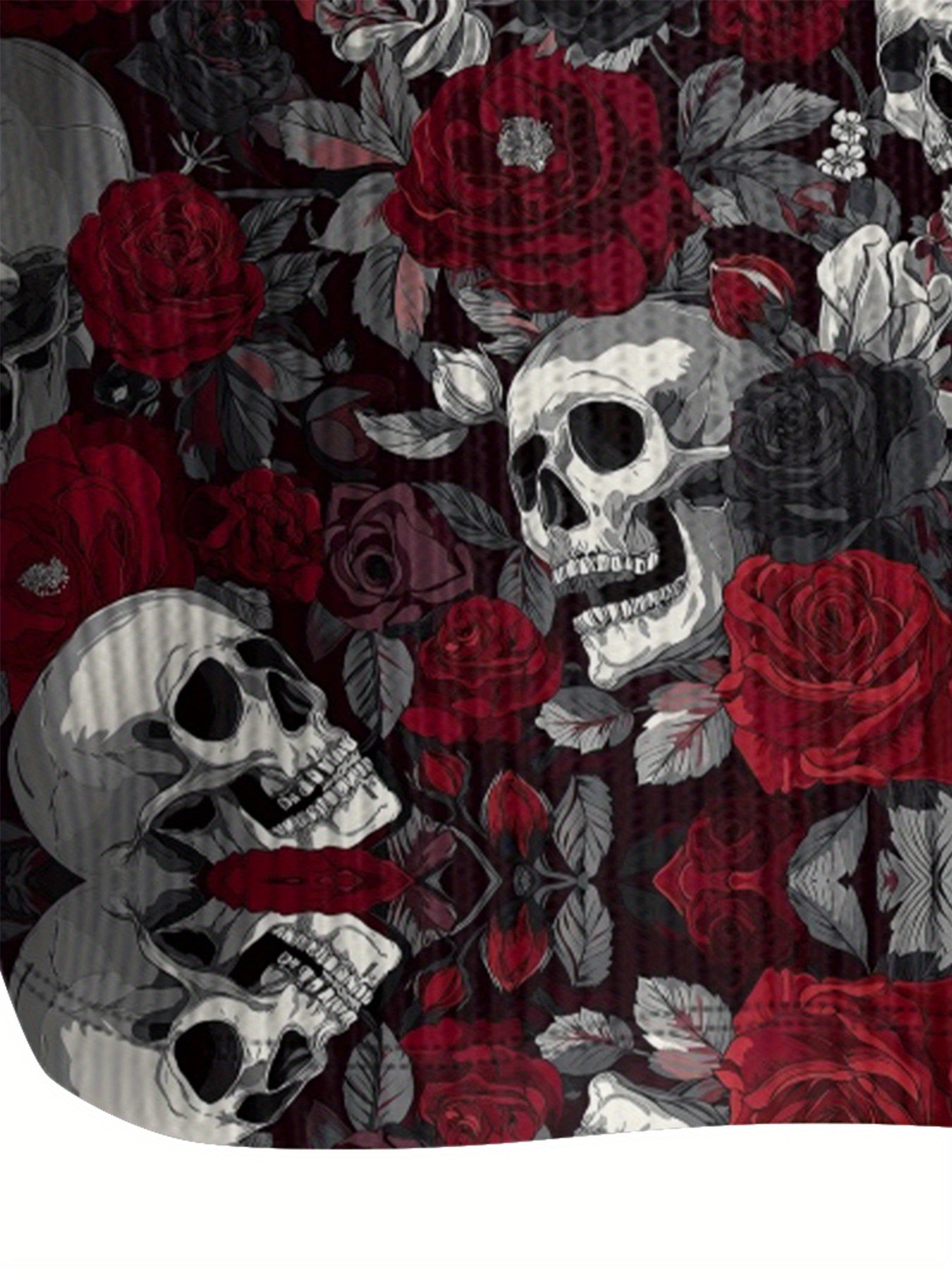 Women's Gothic Boho V-Neck Sweater - Oversized Loose Fit Long Sleeve Pullover with Asymmetrical Hem & Skull & Rose Print in Burgundy/Black/White/Gray - Cozy Fall Winter Sweater for Casual & Formal Outfits, Breathable H-Line S