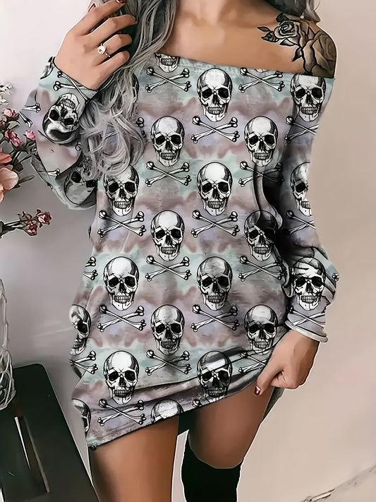 Women'S Halloween Party & Everyday Gothic dress - One-Shoulder/Off-the-Shoulder long dress, Formal & Casual Outfits for Halloween, Themed Events, Casual Attire - Women'S Fashion Clothing, Halloween Clothes, Seasonal Event Att