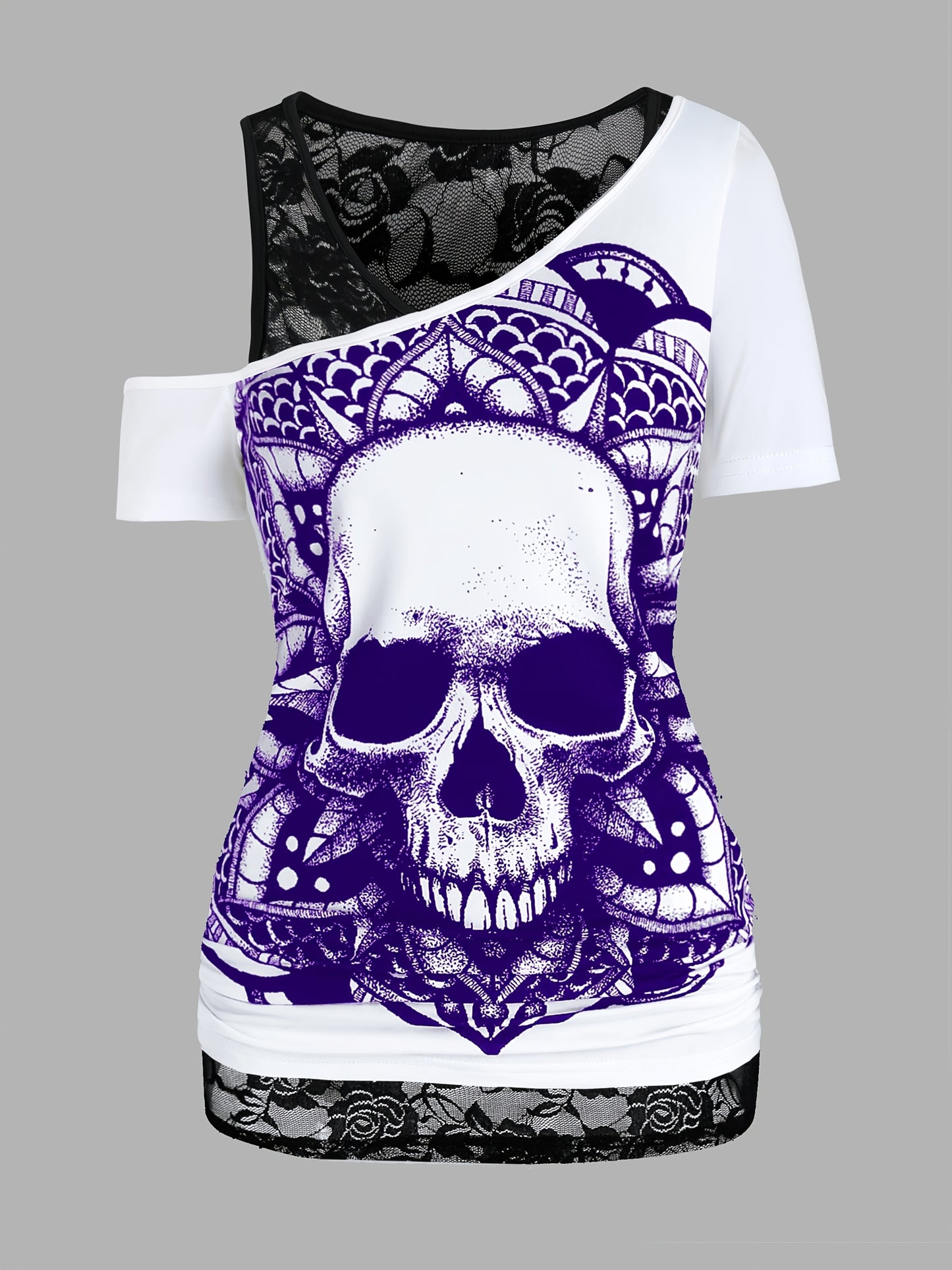 Dark Patterned Lace Two-Piece T-Shirt - Targeted Development for Stylish Casual Wear