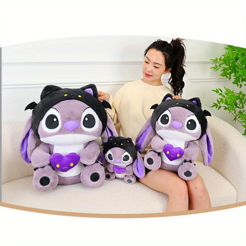 1pc Dark Devil Stitch Halloween Plush Toy - Purple Demon Anime Statue with Heart-Shaped Design, Cute Cartoonish Plush for Teens, Perfect Gift for Halloween, Christmas, Valentine's Day, Dorm & Car Decor