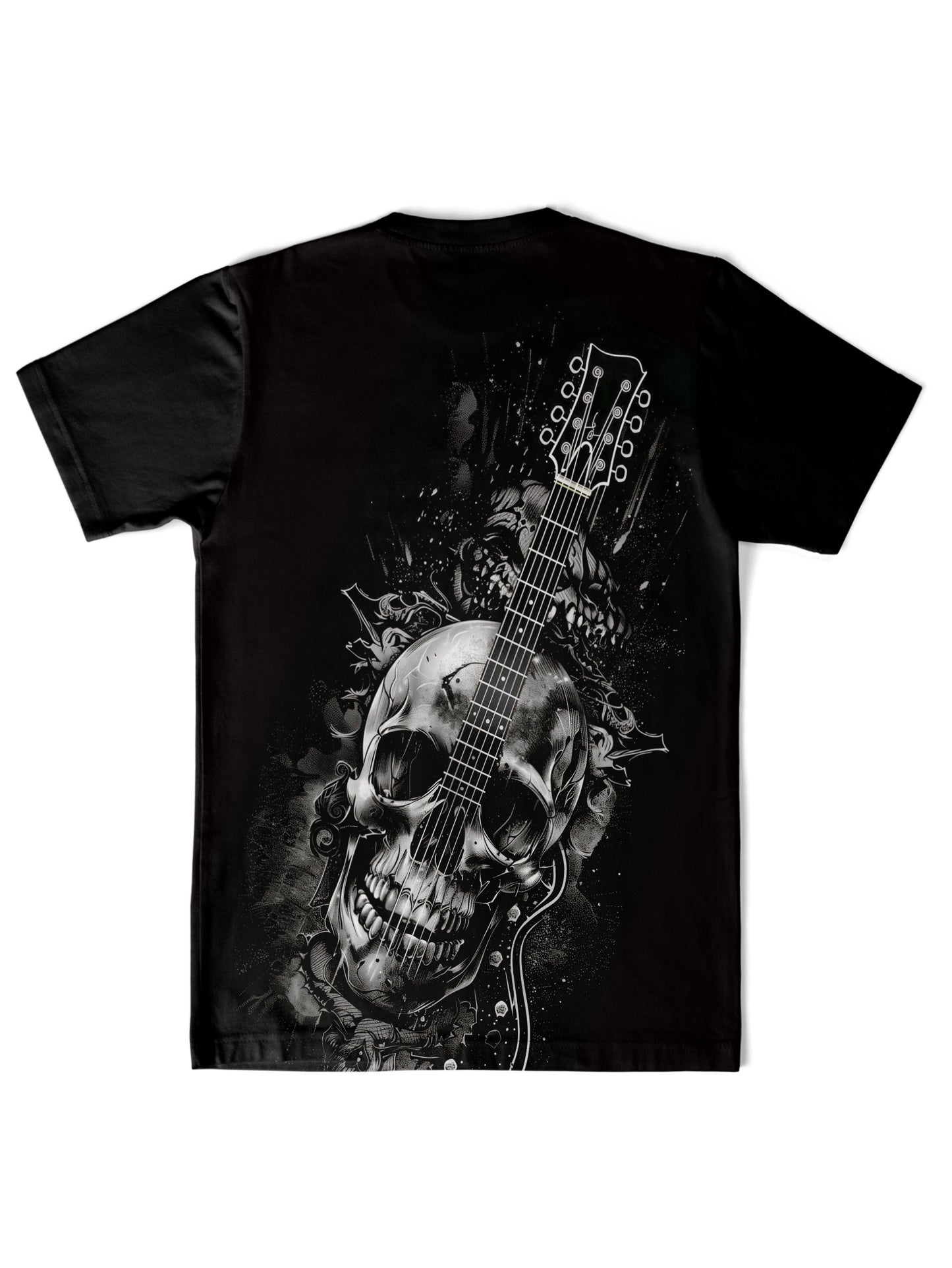 [RED SPY Rock T-Shirt] RED SPY Men's Rock Graphic T-Shirt - Black & White Skull Guitar Tee, Regular Fit Short Sleeve, Machine Washable, Hot Transfer Print, Concerts, Casual, Weekend, Edgy, Comfortable, Printed, Young Adults