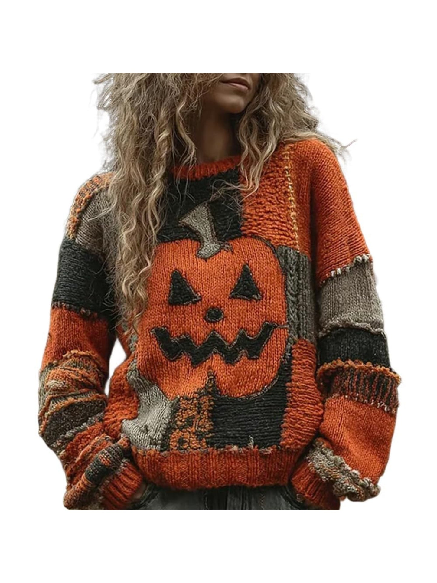Plus Size - Women'S Thick Sweater Sweater - Oversized Loose Fit Round Neck Long Sleeve Winter Warm Sweater with Cat Ear & Paw Print Design, Cozy Casual Pullover Sweater for Fall Winter, Soft Anti- Fabric (Grey) - Easy Care Ha