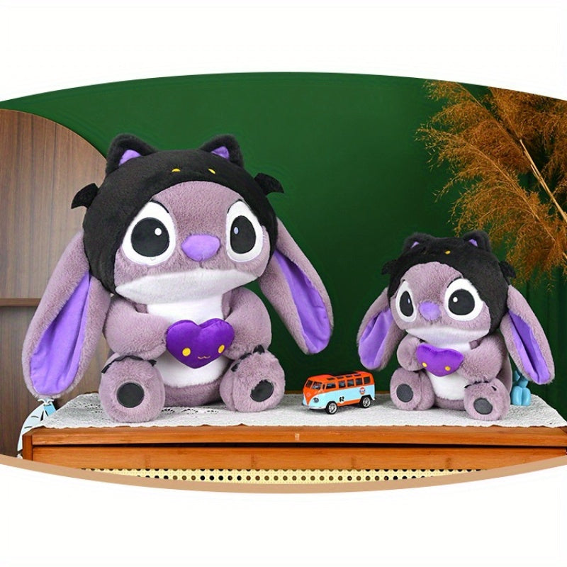 1pc Dark Devil Stitch Halloween Plush Toy - Purple Demon Anime Statue with Heart-Shaped Design, Cute Cartoonish Plush for Teens, Perfect Gift for Halloween, Christmas, Valentine's Day, Dorm & Car Decor
