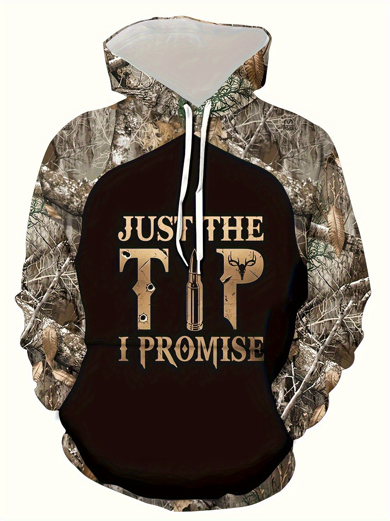 Men's 3D All-Over Camo Print Hooded Sweatshirt - Gothic Skull & Leaf Full-Zip Hoodie with Drawstring Hood, Brown/Green/Black Camo Streetwear Pullover, Machine Washable Urban Jacket for Spring Summer Fall, Regular Fit & Casual