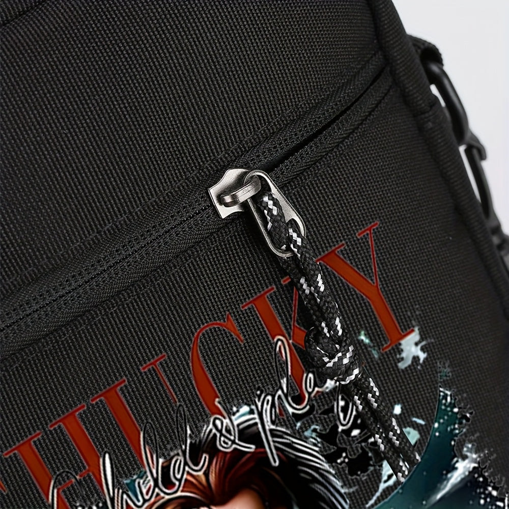 HUOHUO Men'S Oxford Crossbody Bag - Adjustable Strap, Black with White & Red Graphic Design, Perfect for Daily Commute & Street Style, Casual Shoulder Bag|Stylish Crossbody|Durable Oxford Material, Clown Bag, Red/crossbody/ba