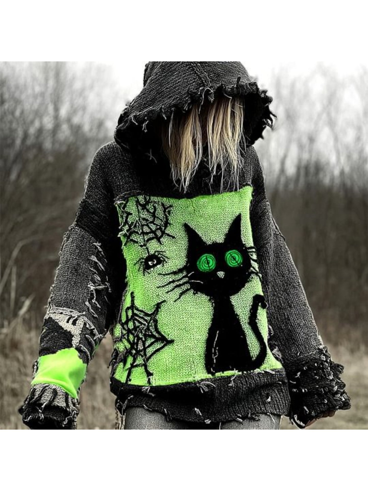 Oversized Gothic Hooded Sweater