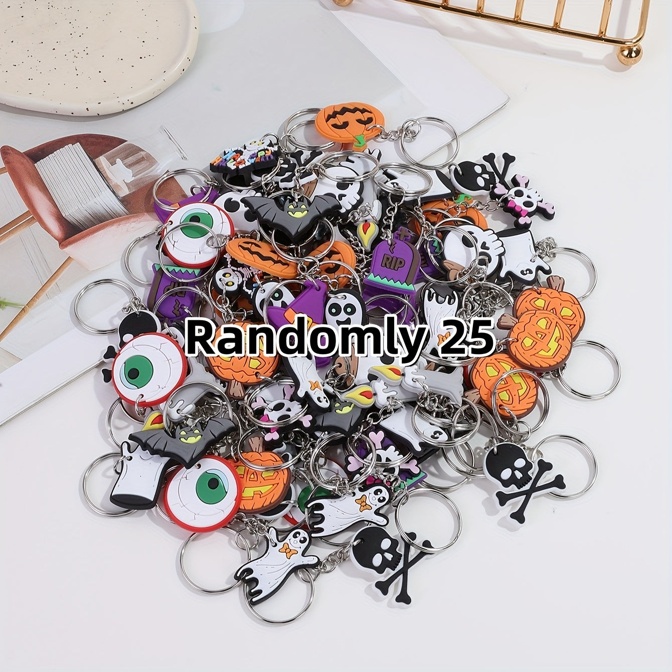 [Halloween Keychains] 25 Halloween Keychains | Cross-Border Anime Mixed Keychains | Women's Bag Accessories | Irregular Decorations