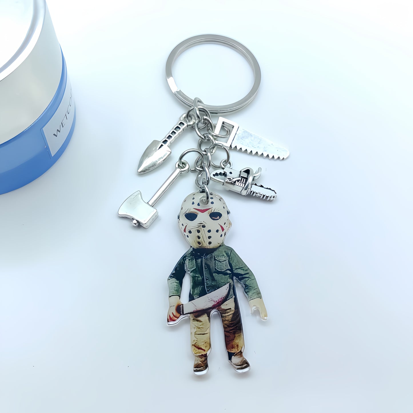 Horror-Themed Keychain with Masked Figure - Zinc Alloy, Durable & Stylish, Perfect for Backpacks & Bags, Ideal for Valentine'S Day Gift, Unique Gift Item|Stylish Keychain|Durable Zinc Alloy