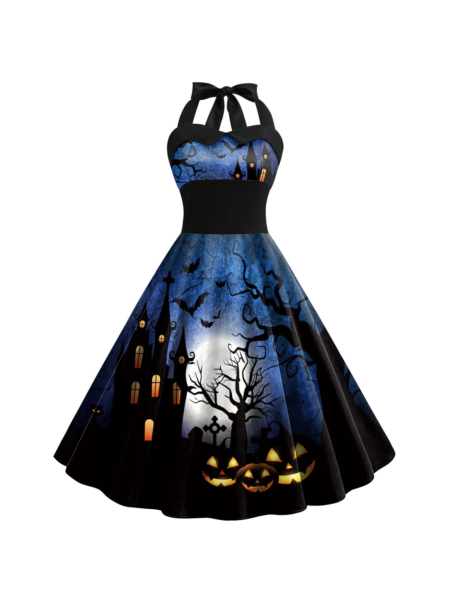Women'S Retro Gothic Halloween Dress with Skull & Spider Web Print - Asymmetrical Short Sleeve High Waist Party Costume, & Orange Sleeveless Outfit with Shoulder Straps & Ruffled Hem for Themed Events, Year-Round Wear (Adult