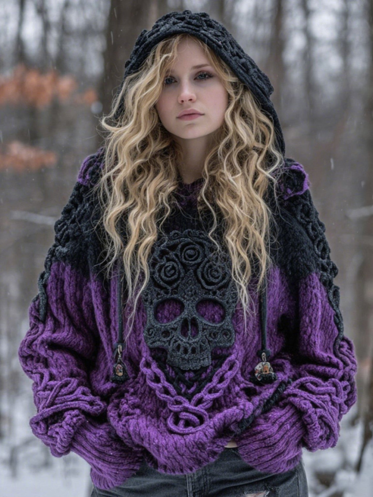 Oversized Gothic Hooded Sweater