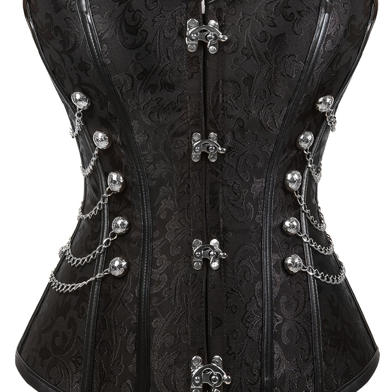 [Steampunk Corset] Steampunk Renaissance Women's Corset Top | Black Lace-Up Front, Off-Shoulder Design, Non-Stretch Fabric, Adjustable Straps | For Halloween, Pirate & Costume Parties