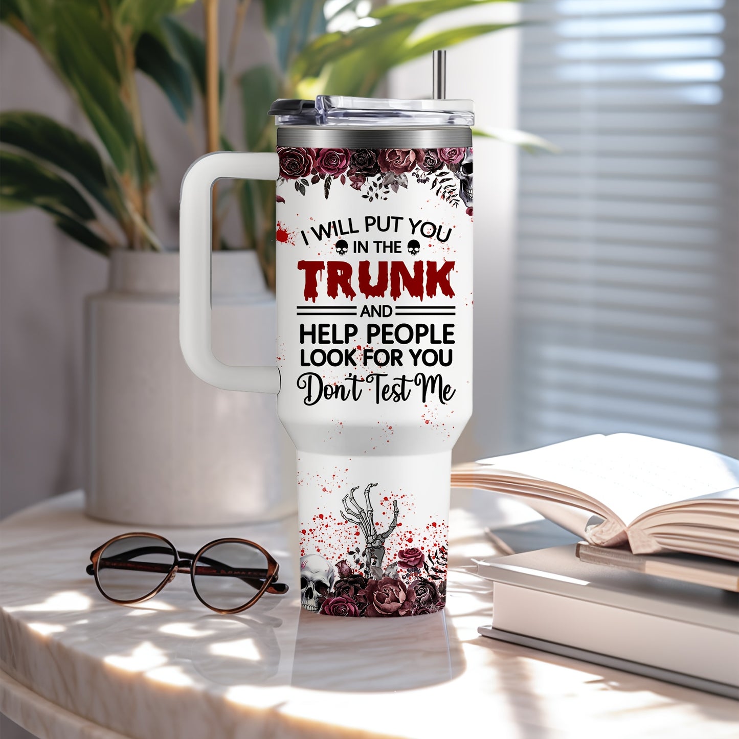 1pc Horror Cat Coffee Mug, Halloween Stainless Steel Insulated Cups 40oz, Halloween Cat Cups with Lids And Straws, Halloween Coffee Cups, Large Capacity Coffee Cup, Stainless Steel Insulated Cup with Handle, Horror Cat Cup, W