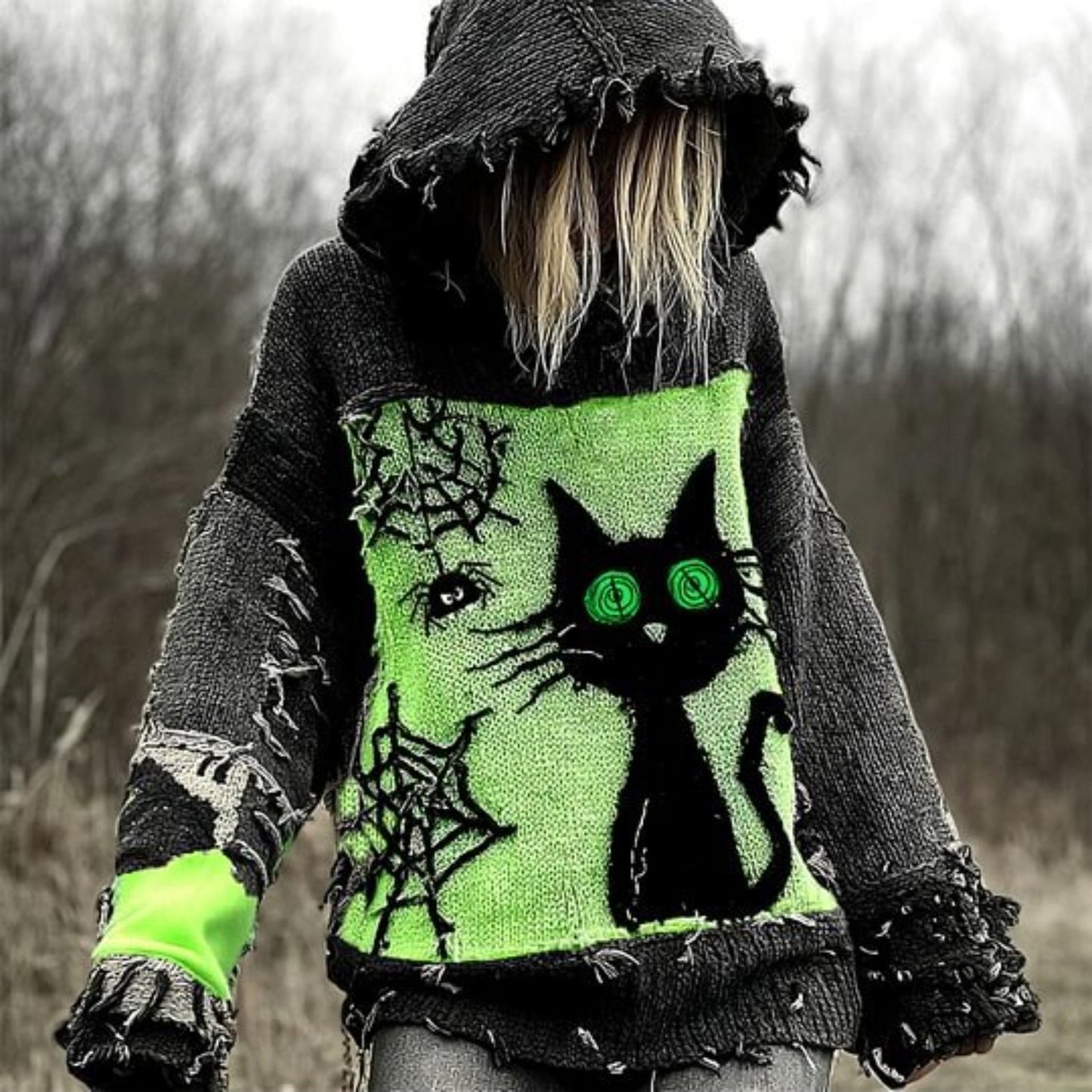 Oversized Gothic Hooded Sweater