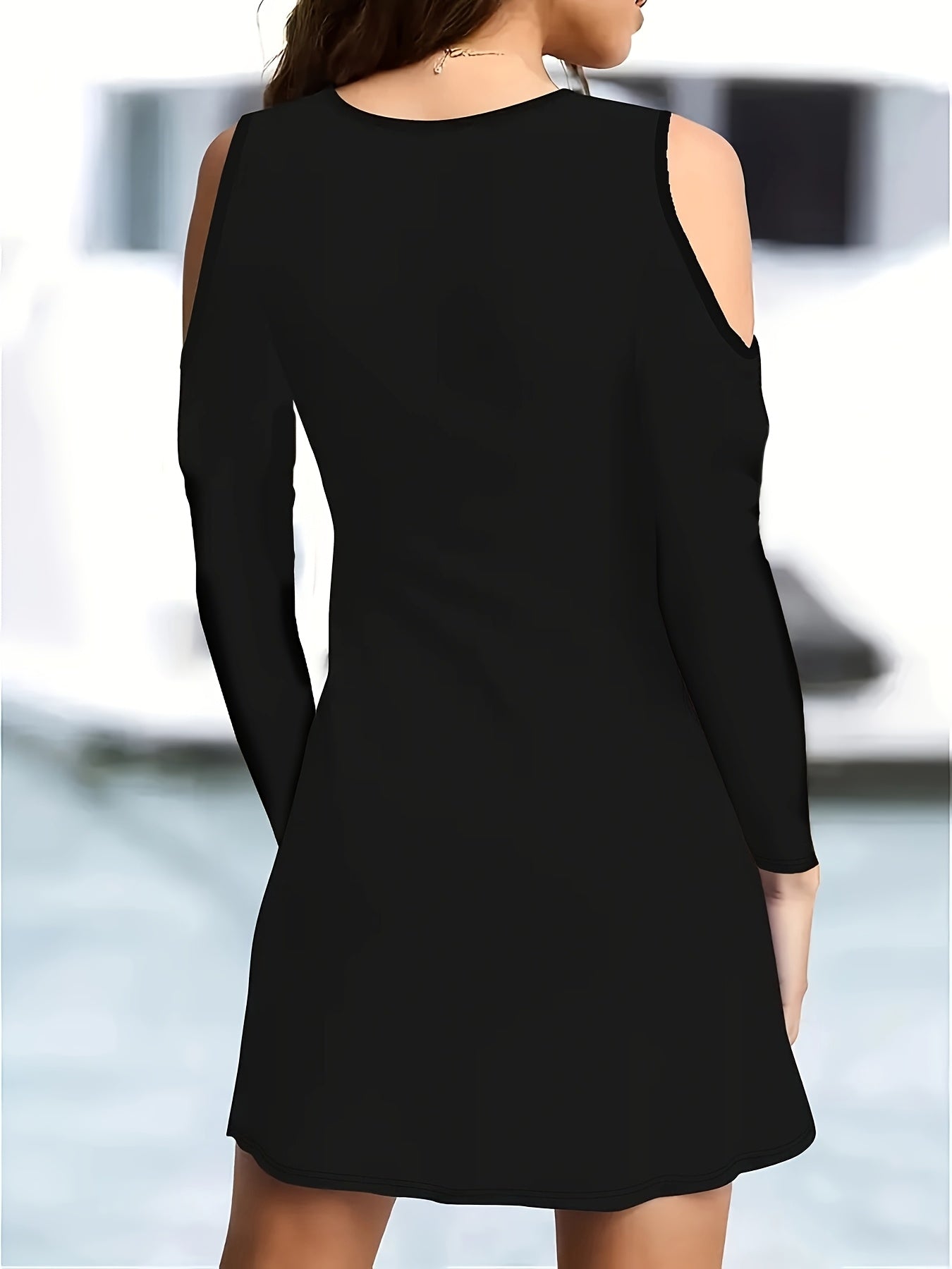 Elegant Women'S Rhinestone Skull Long Sleeve Dress - Off-Shoulder, Round Neck, Stretchy Fitted Silhouette with Sparkling Embellishments for Fall/Winter Fashion, Skull Dress