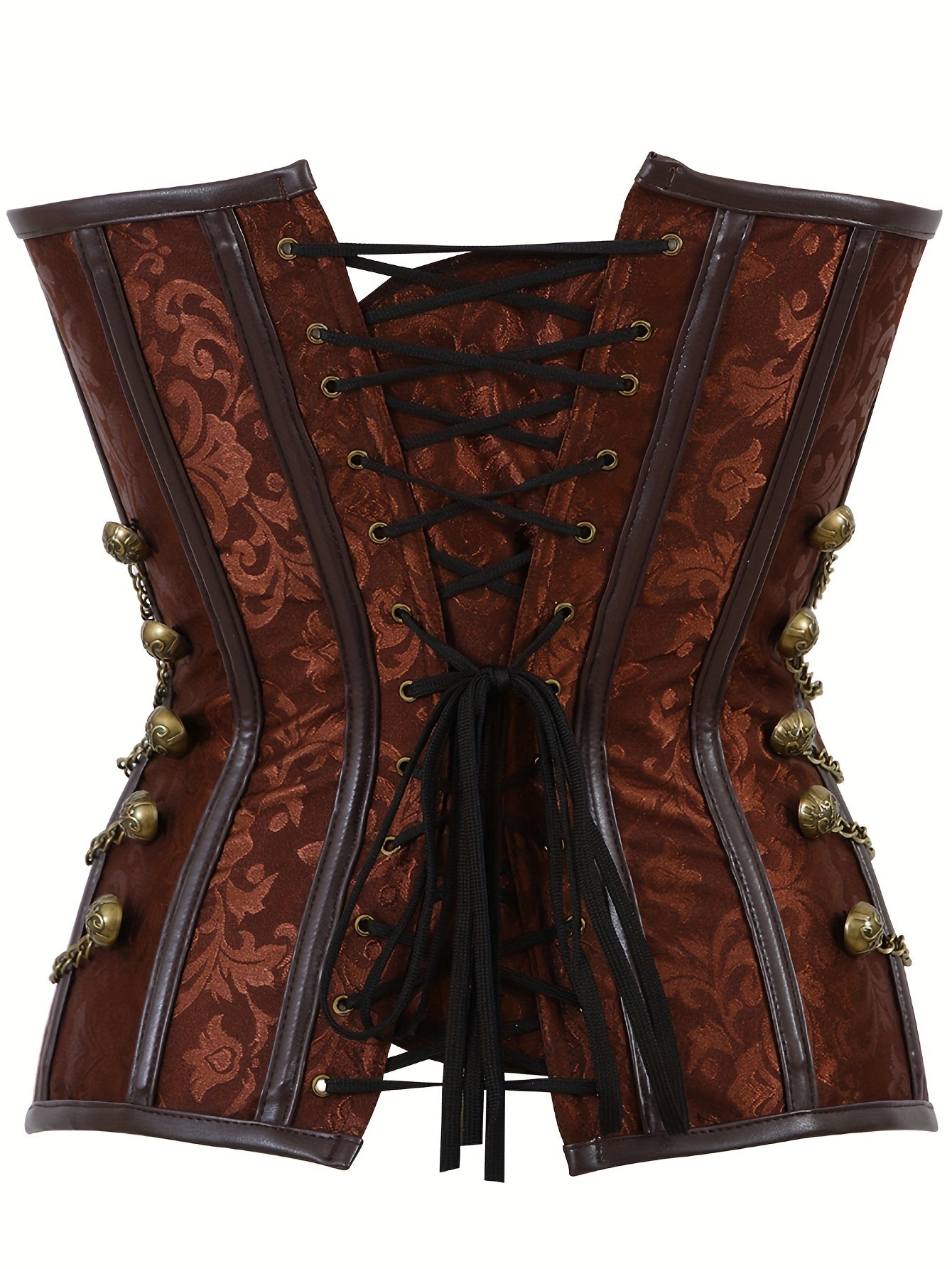 [Steampunk Corset] Steampunk Renaissance Women's Corset Top | Black Lace-Up Front, Off-Shoulder Design, Non-Stretch Fabric, Adjustable Straps | For Halloween, Pirate & Costume Parties
