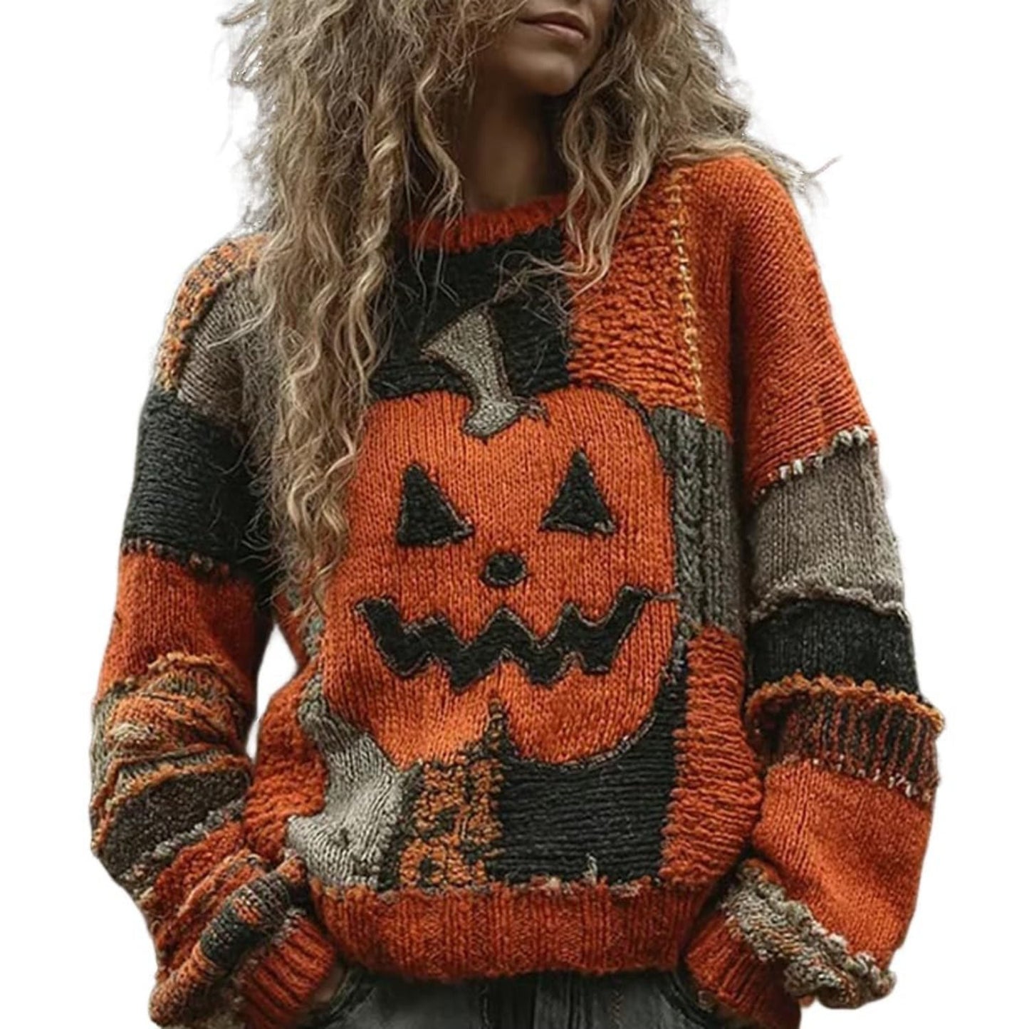 Plus Size - Women'S Thick Sweater Sweater - Oversized Loose Fit Round Neck Long Sleeve Winter Warm Sweater with Cat Ear & Paw Print Design, Cozy Casual Pullover Sweater for Fall Winter, Soft Anti- Fabric (Grey) - Easy Care Ha