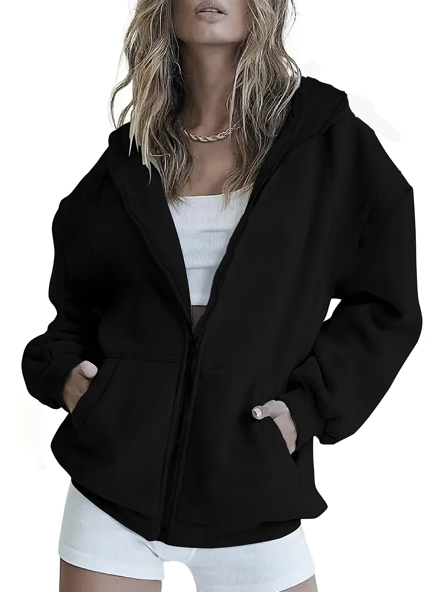 Women's Motorcycle-Themed Biker Jacket - Full-Zip Hooded -like Polyester Coat with Motorcycle Rider & " is Expensive, Wind is Free" Slogan, All-Season Casual Outerwear for Motorcycle Riding, Travel & Casual Attire - Machine W
