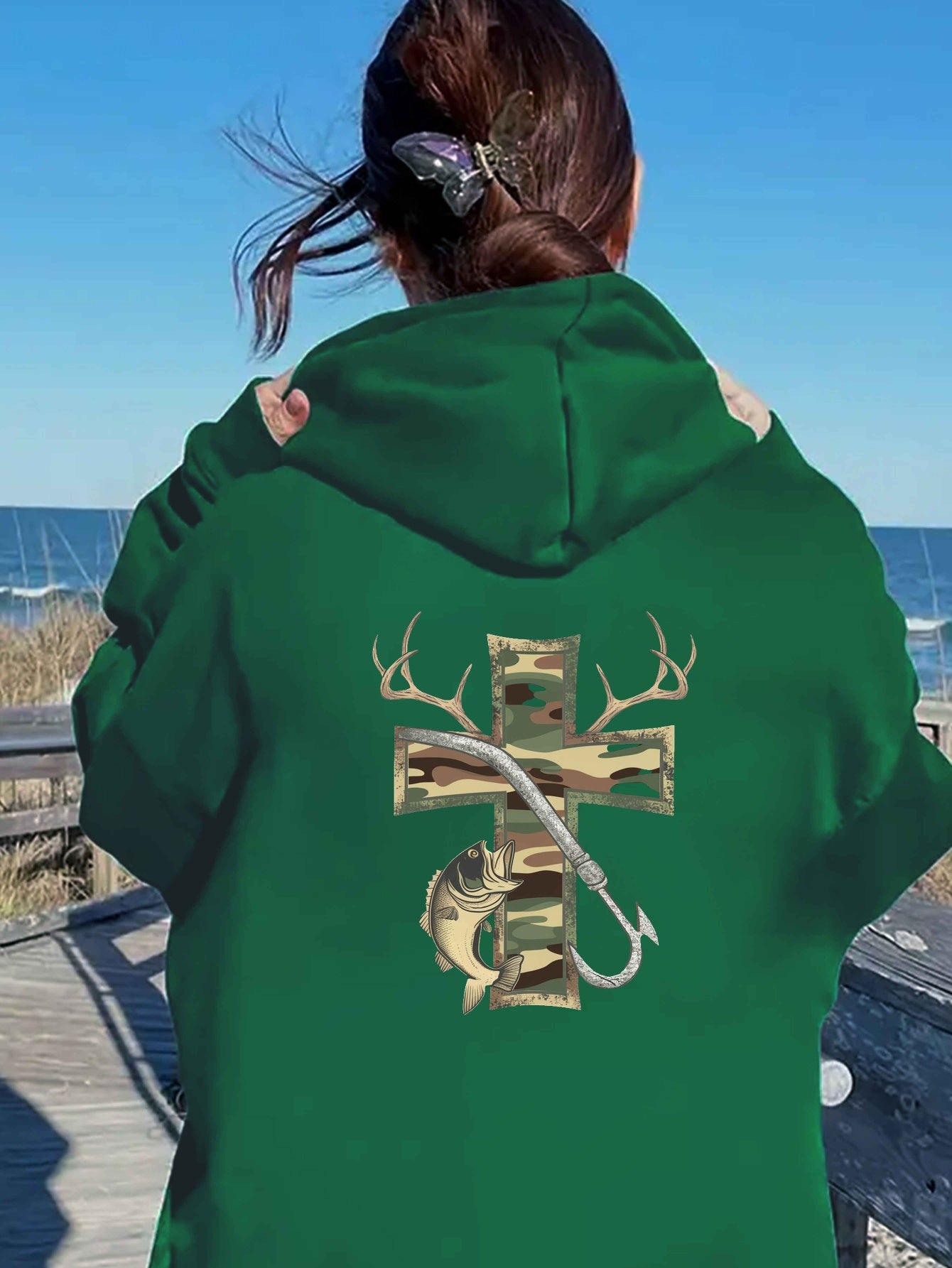 Teediy Cross with Camouflage Pattern Women'S Casual Hoodies