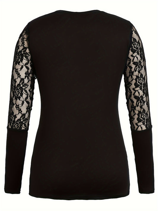 Elegant Rhinestone Skull Long Sleeve T-Shirt for Women - Stretchy Polyester Blend, Crew Neck, Perfect for Fall, Autumn, Fashion