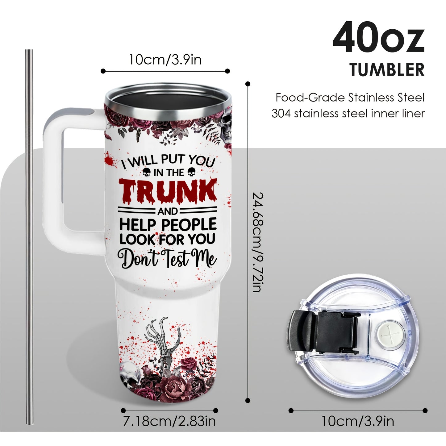 1pc Horror Cat Coffee Mug, Halloween Stainless Steel Insulated Cups 40oz, Halloween Cat Cups with Lids And Straws, Halloween Coffee Cups, Large Capacity Coffee Cup, Stainless Steel Insulated Cup with Handle, Horror Cat Cup, W