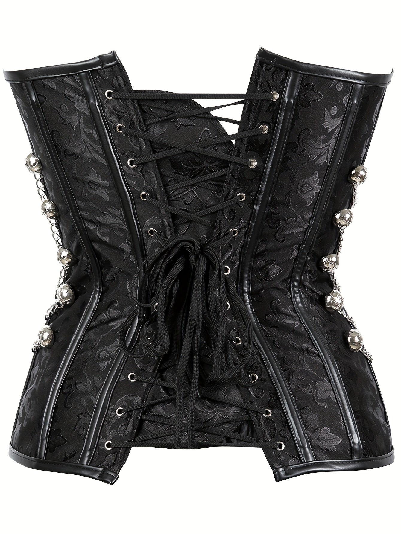 [Steampunk Corset] Steampunk Renaissance Women's Corset Top | Black Lace-Up Front, Off-Shoulder Design, Non-Stretch Fabric, Adjustable Straps | For Halloween, Pirate & Costume Parties