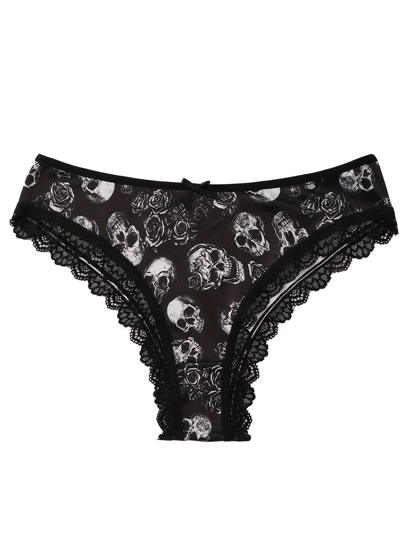 4pcs Women's Gothic Portraits Skeleton decorations & Ghost Costumes Print Panties,Halloween decor,Breathable High Elasticity Underwear, Sexy Ladies Lingerie Set, Halloween Gift Ideas.