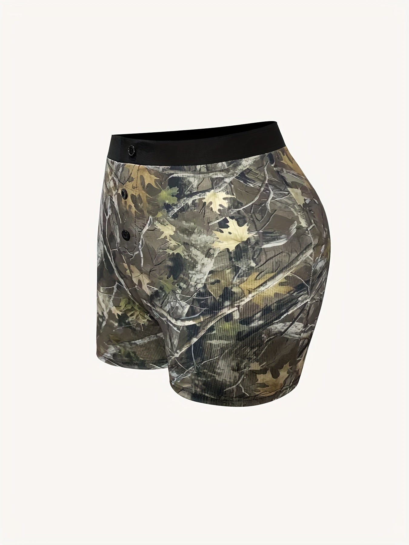Women's High-Waisted Camo Shorts - Summer Stretchy Slim Fit Beachwear with Adjustable Drawstring Waist, Breathable Casual Shorts for Outdoor Activities & Everyday Outfits, Vacation Clothing | Fashionable Beachwear