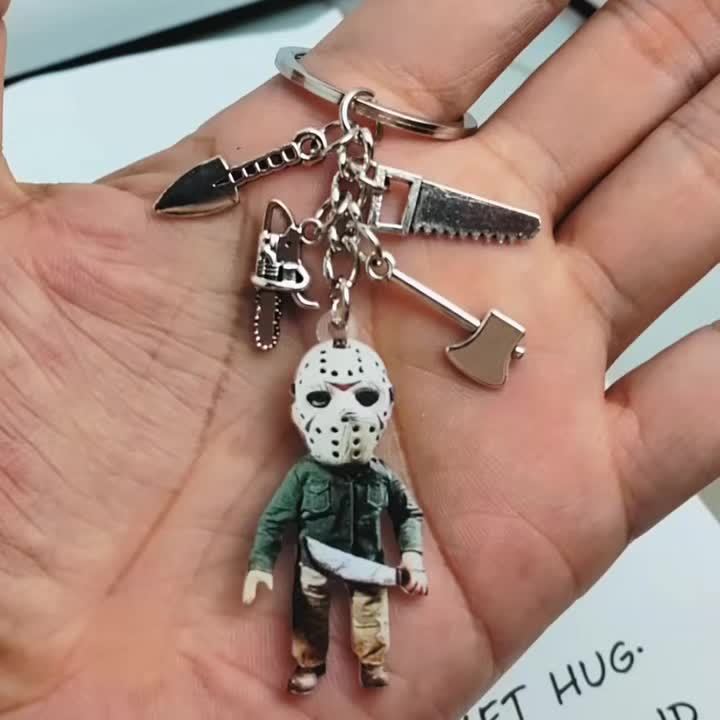 Horror-Themed Keychain with Masked Figure - Zinc Alloy, Durable & Stylish, Perfect for Backpacks & Bags, Ideal for Valentine'S Day Gift, Unique Gift Item|Stylish Keychain|Durable Zinc Alloy