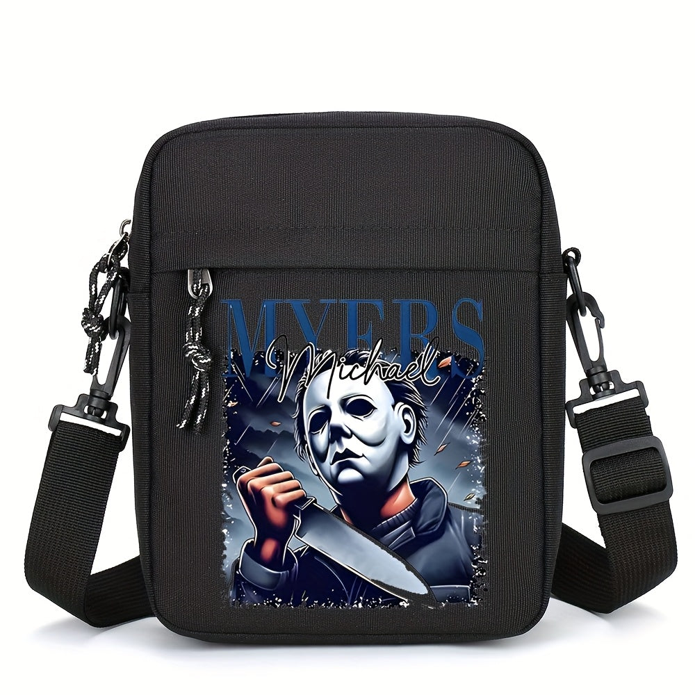 HUOHUO Men'S Oxford Crossbody Bag - Adjustable Strap, Black with White & Red Graphic Design, Perfect for Daily Commute & Street Style, Casual Shoulder Bag|Stylish Crossbody|Durable Oxford Material, Clown Bag, Red/crossbody/ba
